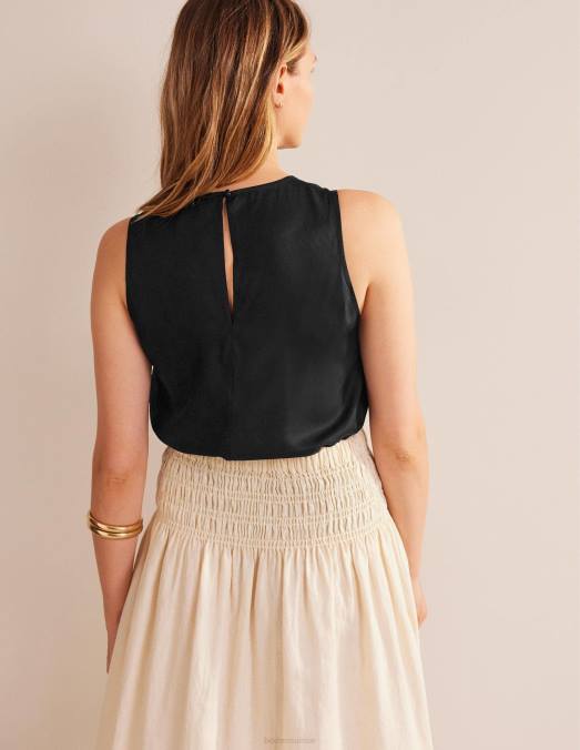 Boden vêtements noir femmes haut en soie mélangée LB2X1519