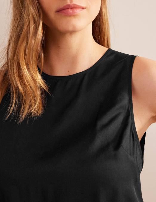 Boden vêtements noir femmes haut en soie mélangée LB2X1519