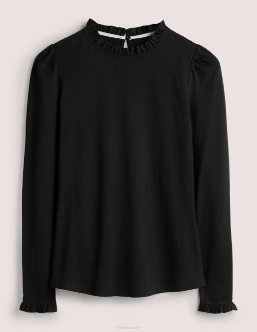 Boden vêtements noir femmes haut ultra doux à volants LB2X135