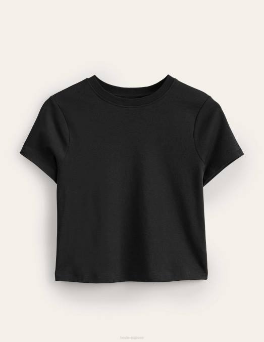 Boden vêtements noir femmes t-shirt court en coton parfait LB2X2116