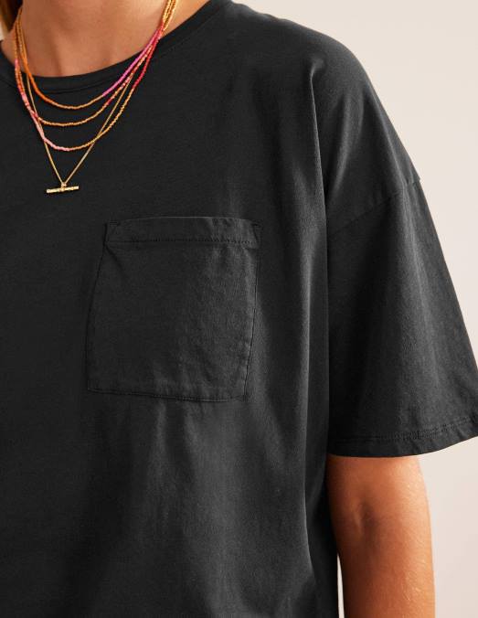 Boden vêtements noir femmes t-shirt délavé oversize LB2X2001