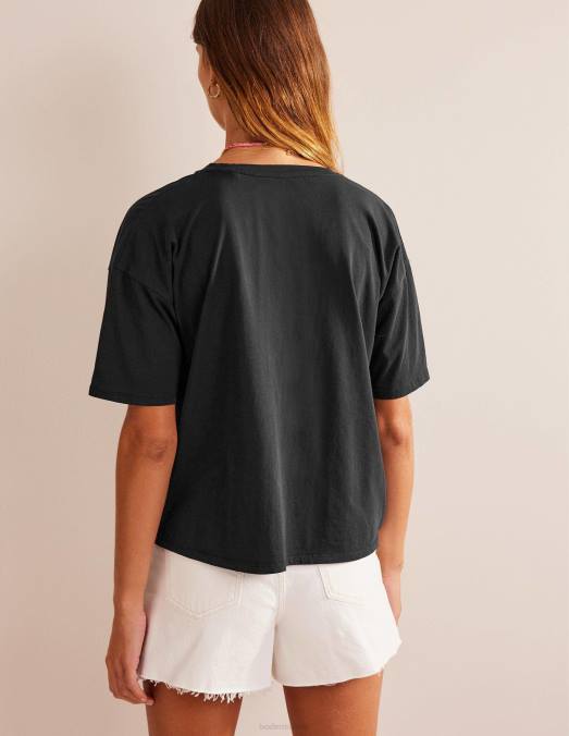 Boden vêtements noir femmes t-shirt délavé oversize LB2X2001