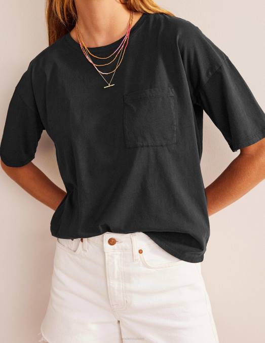Boden vêtements noir femmes t-shirt délavé oversize LB2X2001