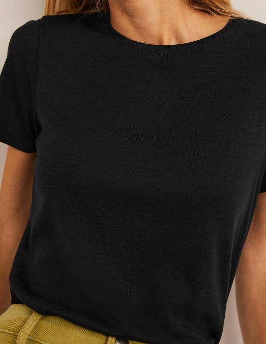 Boden vêtements noir femmes t-shirt doux au toucher LB2X1355