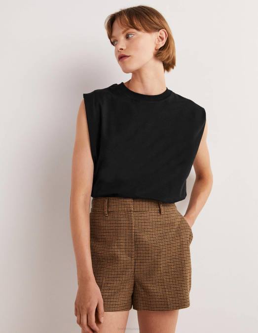 Boden vêtements noir femmes top sans manches en coton parfait LB2X137