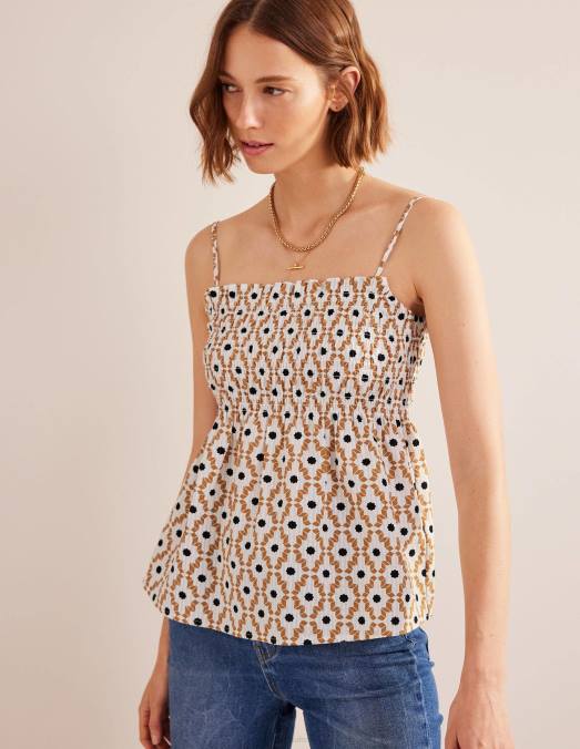 Boden vêtements noix de cajou et diamant géo femmes caraco smocké LB2X1716