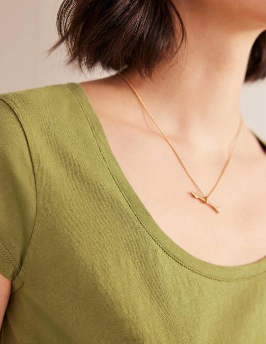 Boden vêtements olive capulet femmes t-shirt à encolure dégagée en pur coton LB2X1767