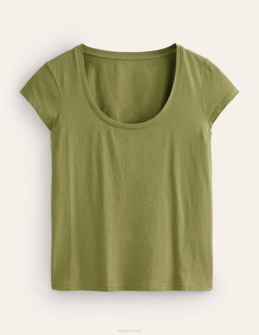 Boden vêtements olive capulet femmes t-shirt à encolure dégagée en pur coton LB2X1767