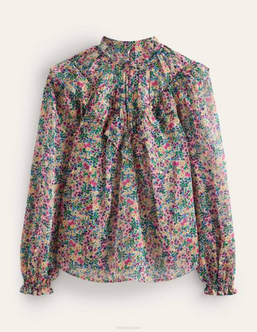 Boden vêtements pétale d'ivoire et de gardénia femmes haut à volants et empiècement en V LB2X1659