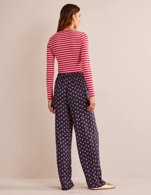 Boden vêtements peau de pêche et rayures de piment fort femmes t-shirt ras du cou côtelé Anna LB2X194