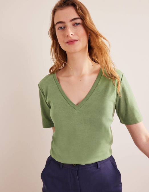 Boden vêtements épicéa femmes t-shirt parfait à col en V LB2X2007