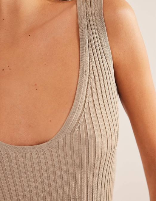 Boden vêtements pierre femmes gilet court côtelé à encolure dégagée LB2X1825