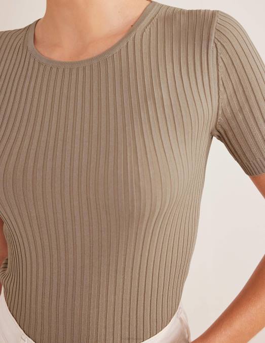 Boden vêtements pierre femmes t-shirt en maille côtelée LB2X1530