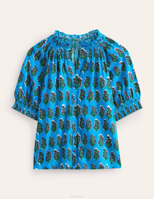 Boden vêtements pierres précieuses et fleurs artisanales femmes joli haut avec détail smocké LB2X1463