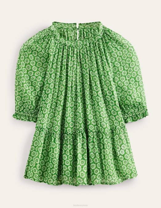 Boden vêtements pop au citron vert et au lever du soleil femmes haut froncé en georgette scintillante LB2X118