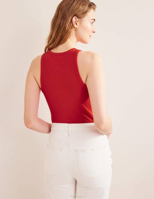 Boden vêtements pop rouge femmes gilet côtelé en coton LB2X1946