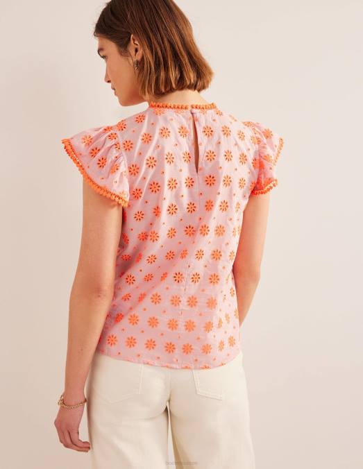 Boden vêtements punch à la pastèque femmes haut à pompons brodés LB2X1800