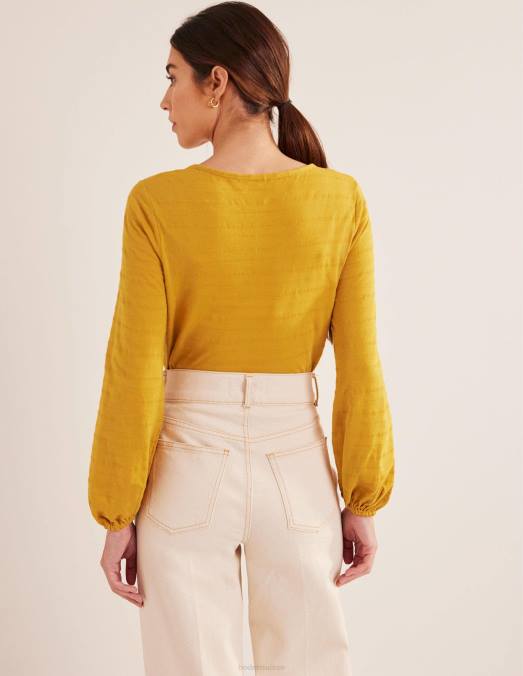 Boden vêtements récolter de l'or femmes haut texturé à encolure dégagée LB2X1487