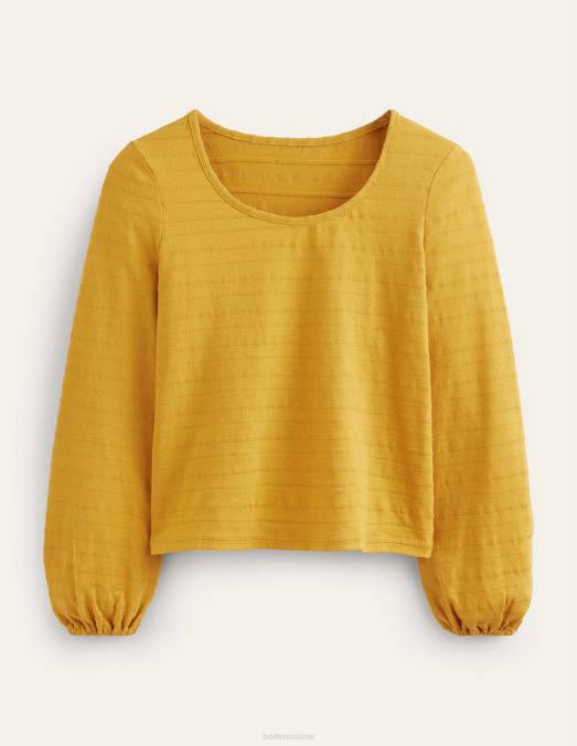 Boden vêtements récolter de l'or femmes haut texturé à encolure dégagée LB2X1487