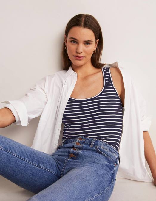 Boden vêtements rayure bleu marine/ivoire femmes gilet essentiel LB2X1628
