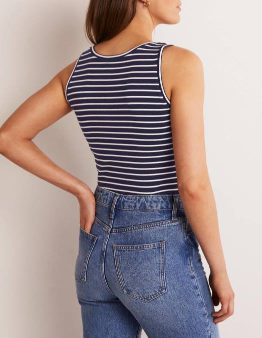 Boden vêtements rayure bleu marine/ivoire femmes gilet essentiel LB2X1628