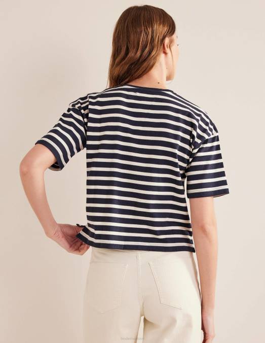 Boden vêtements rayure bleu marine/ivoire femmes t-shirt marinière épais LB2X1558