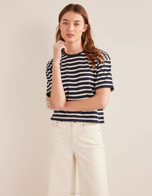 Boden vêtements rayure bleu marine/ivoire femmes t-shirt marinière épais LB2X1558