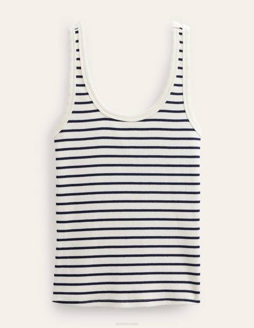 Boden vêtements rayure ivoire/marine femmes gilet en coton côtelé LB2X1502