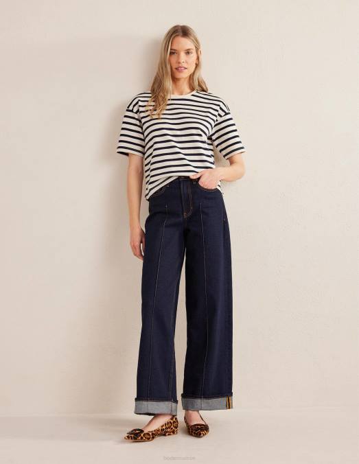 Boden vêtements rayure ivoire/marine femmes t-shirt marinière épais LB2X1206