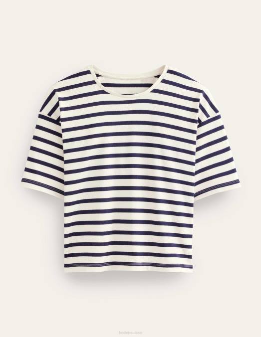 Boden vêtements rayure ivoire/marine femmes t-shirt marinière épais LB2X1206