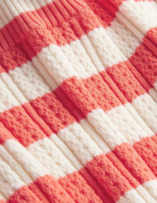 Boden vêtements rayure pastèque brillante femmes haut côtelé à col montant en pointelle LB2X1866