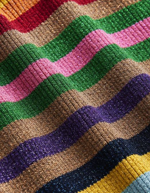 Boden vêtements rayures multicolores scintillantes femmes haut scintillant à col montant LB2X1977