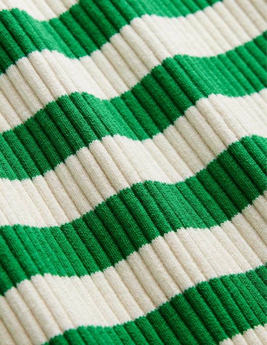 Boden vêtements riche rayure émeraude et ivoire femmes haut côtelé à épaules dénudées LB2X1843
