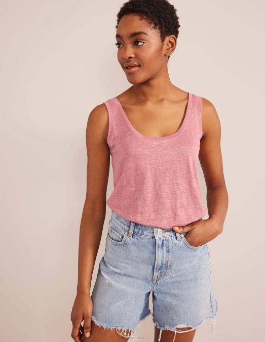 Boden vêtements rose femmes débardeur en lin à encolure dégagée LB2X1725