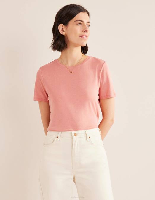 Boden vêtements rose femmes t-shirt doux au toucher LB2X1735