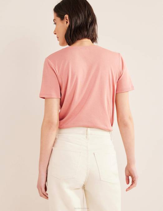 Boden vêtements rose femmes t-shirt doux au toucher LB2X1735