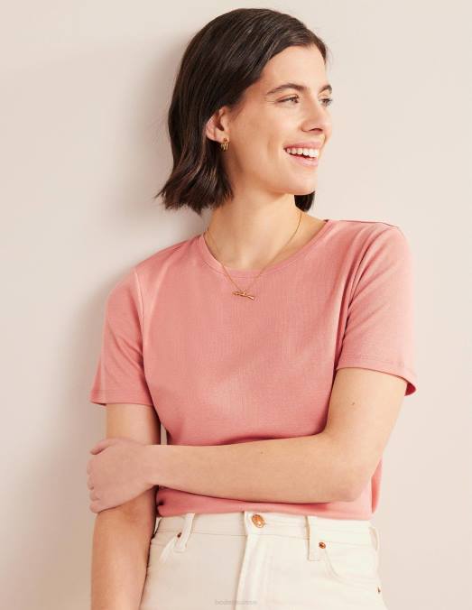 Boden vêtements rose femmes t-shirt doux au toucher LB2X1735
