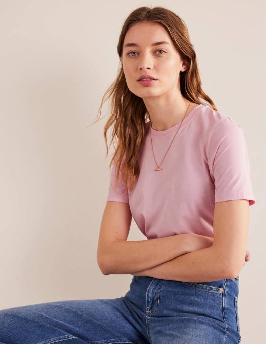 Boden vêtements rose femmes t-shirt ras du cou teint végétal LB2X1411