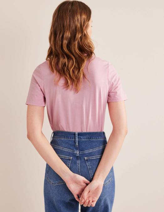 Boden vêtements rose femmes t-shirt ras du cou teint végétal LB2X1411
