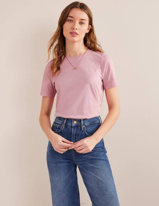 Boden vêtements rose femmes t-shirt ras du cou teint végétal LB2X1411