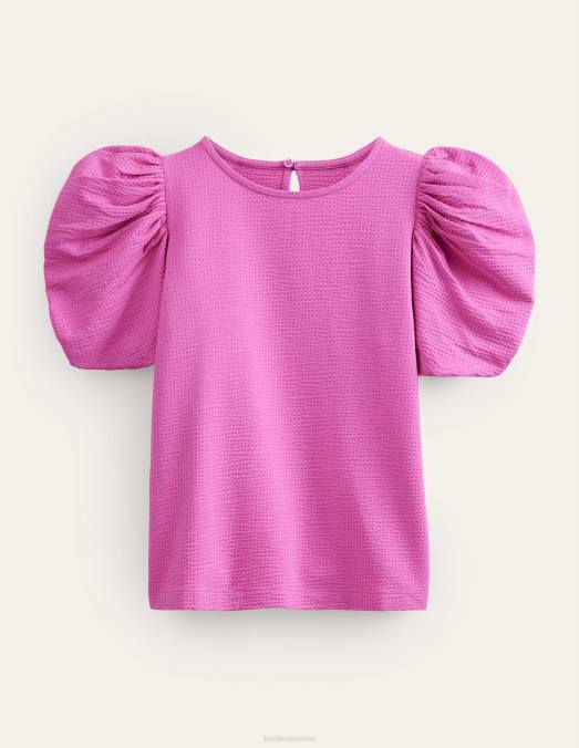 Boden vêtements rose violette femmes haut en jersey à manches bouffantes LB2X2209