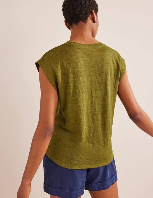 Boden vêtements roseau de rivière femmes t-shirt en lin à col rond LB2X1987