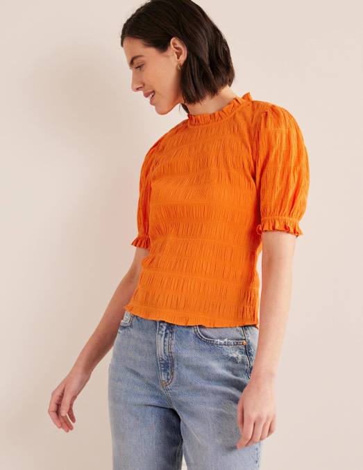 Boden vêtements rouge vermillon femmes haut texturé ajusté LB2X1836