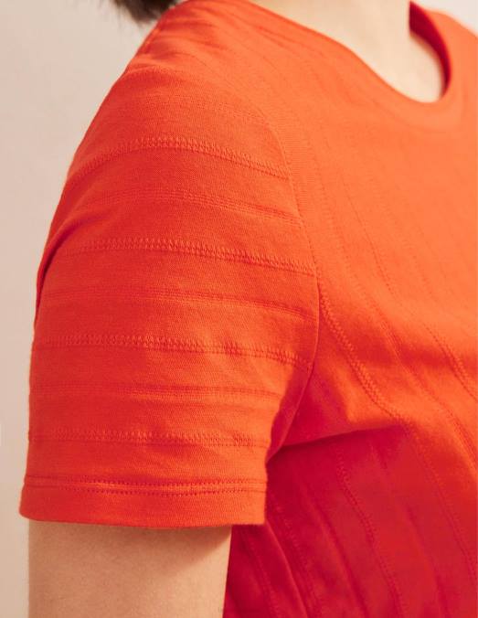 Boden vêtements rouge vermillon femmes t-shirt en jersey texturé LB2X1774