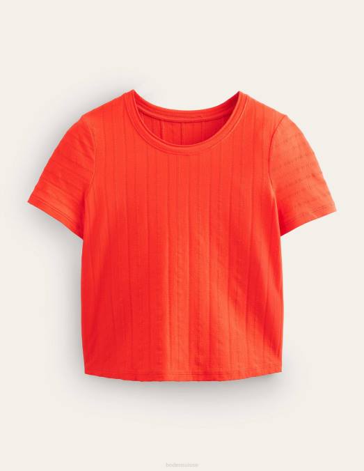 Boden vêtements rouge vermillon femmes t-shirt en jersey texturé LB2X1774