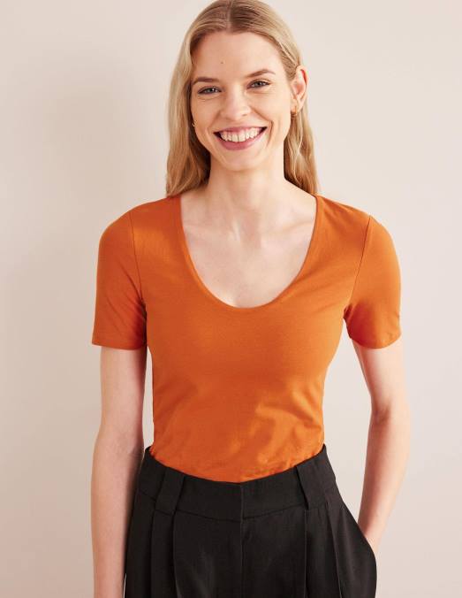 Boden vêtements rouiller femmes haut à manches courtes double épaisseur LB2X1804