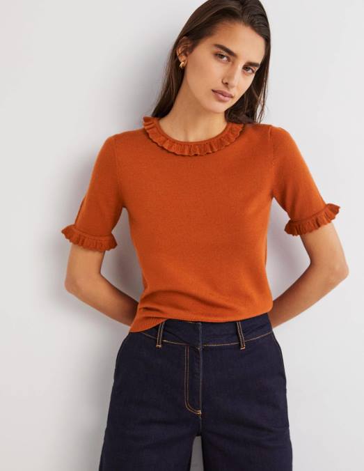 Boden vêtements rouiller femmes t-shirt en laine mérinos LB2X2122