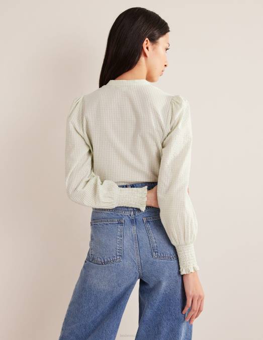 Boden vêtements sève micro vichy femmes chemise à poignets smockés LB2X594