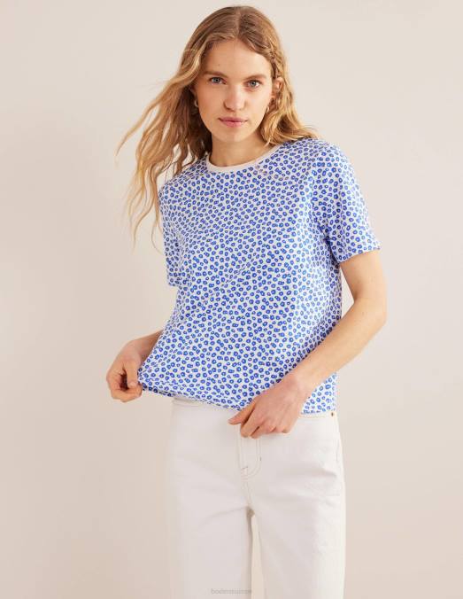 Boden vêtements tampon ivoire et pivoine femmes t-shirt imprimé à col rond LB2X1692