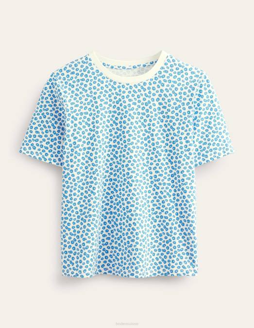 Boden vêtements tampon ivoire et pivoine femmes t-shirt imprimé à col rond LB2X1692